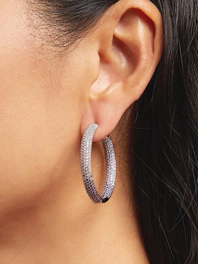 Nickho Rey Tire Rhodium Vermeil 
Crystal Ombré Hoop Earrings 2