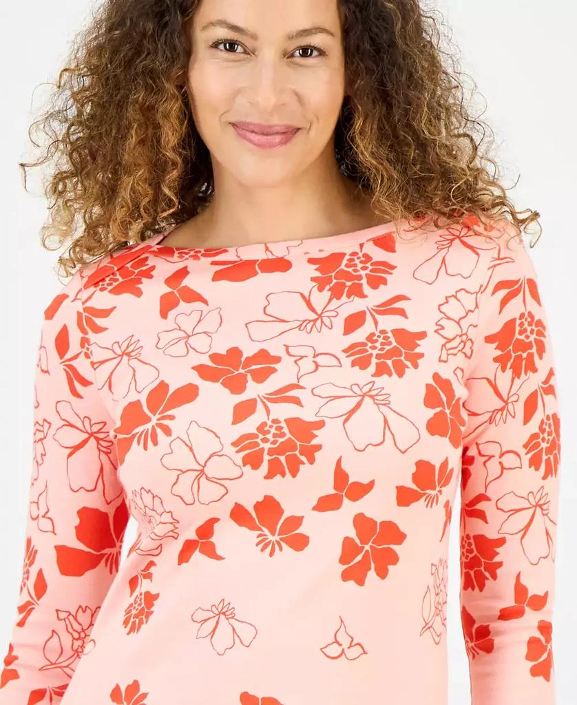Style & Co Petite Floral Spark Printed Pima Cotton 3/4-Sleeve Top, Exclusively at Macy's 1