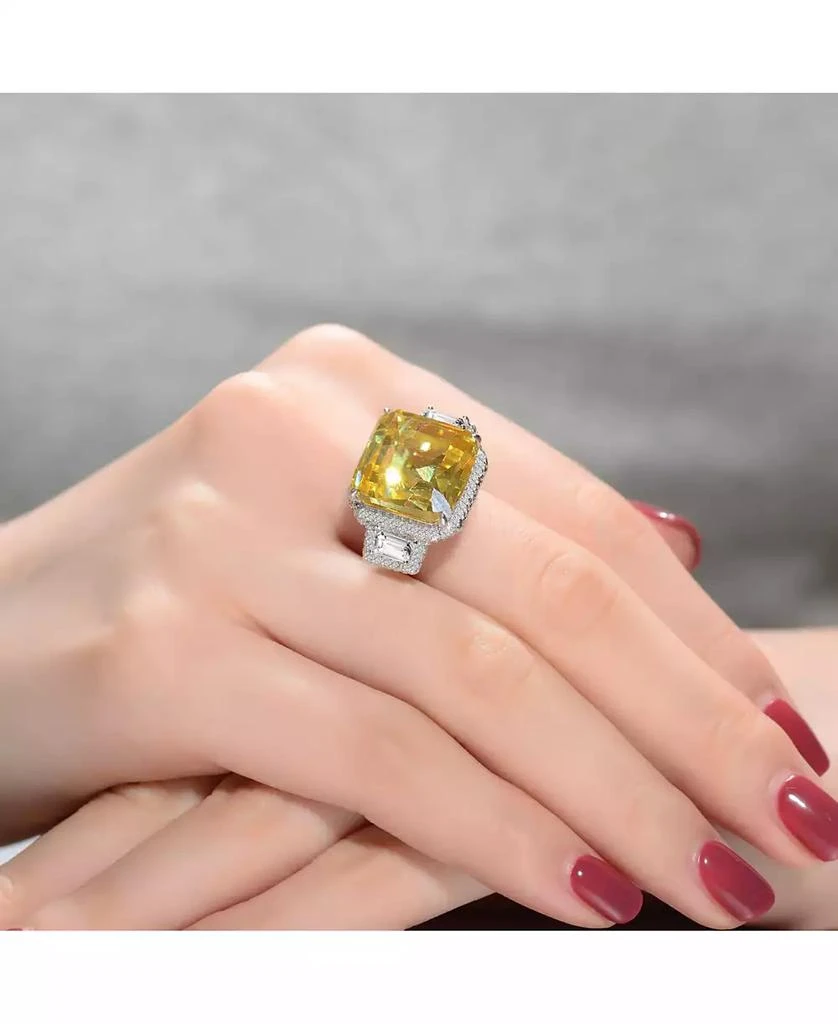 Genevive Sterling Silver White Gold and Rose Gold Plated with Pink and Clear Cubic Zirconia Cluster Ring 4