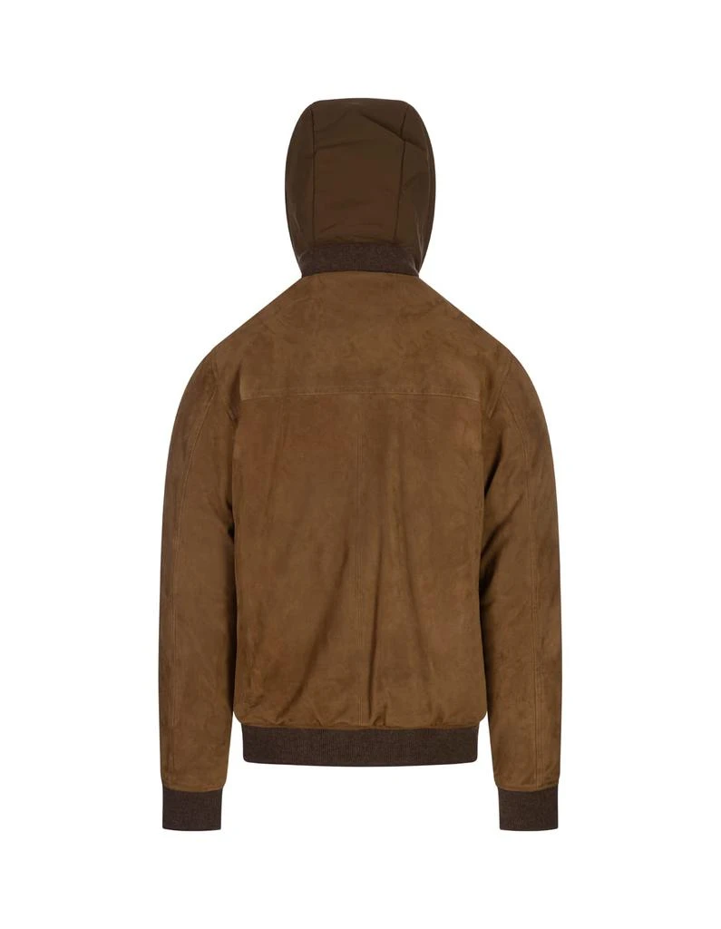 MOORER Callum College Bomber Jacket In Tobacco Suede 2