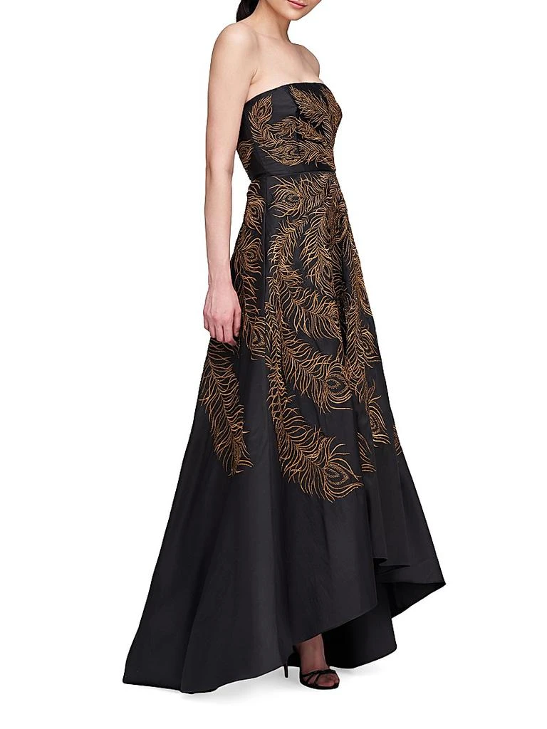Theia Erica Feather-Embroidered Strapless Gown 4