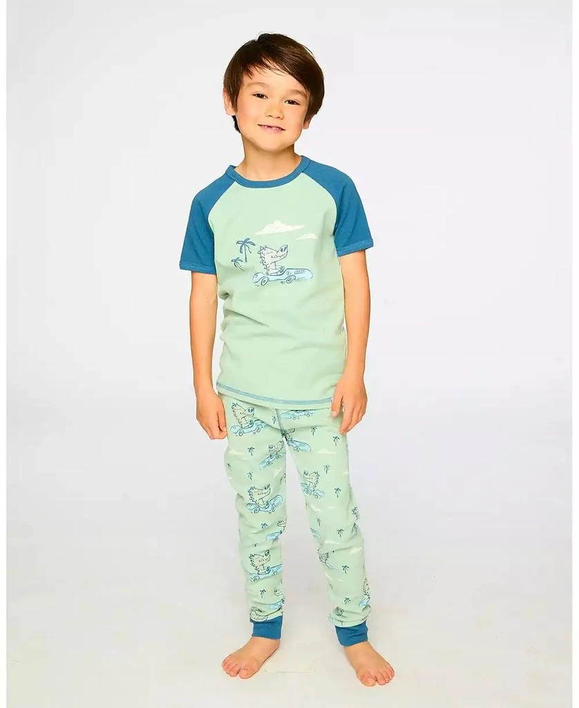 Deux par Deux Toddler Boys Cotton Two-Piece Pyjama Set Green Crocodile Print 2