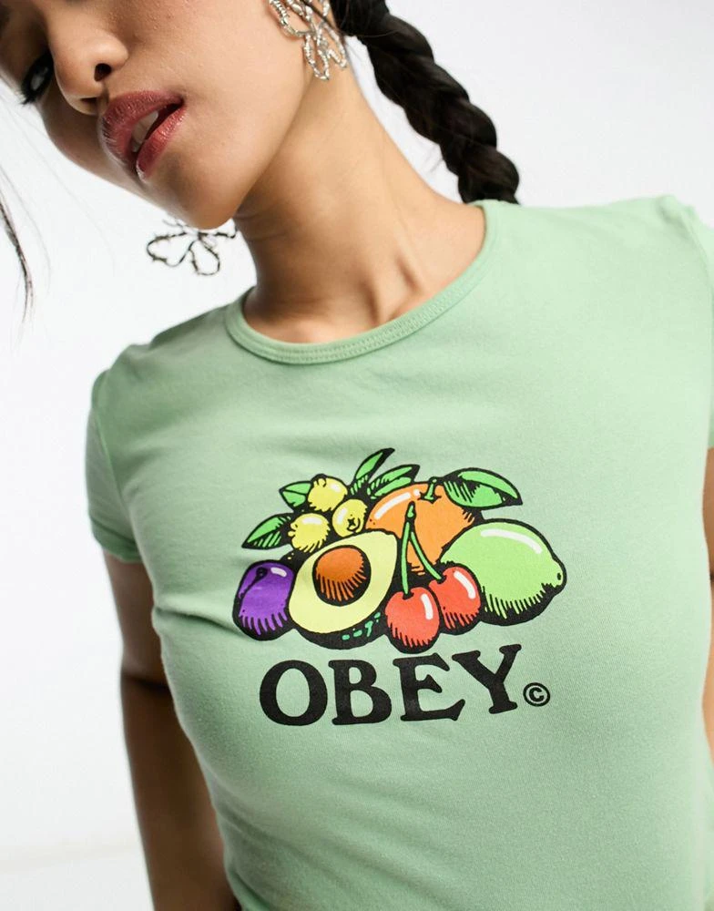 Obey Obey bowl of fruit cropped t-shirt in green 4