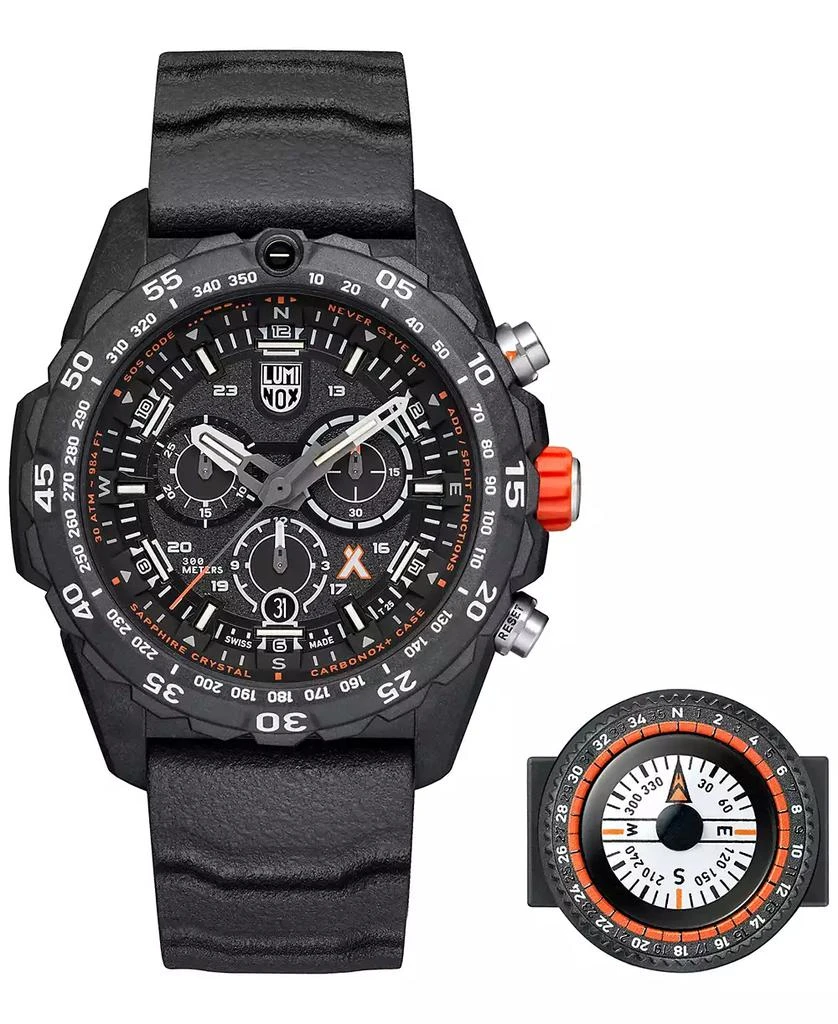 Luminox Men's Swiss Chronograph Bear Grylls Survival Master Series Compass Orange Rubber Strap Watch 45mm 1
