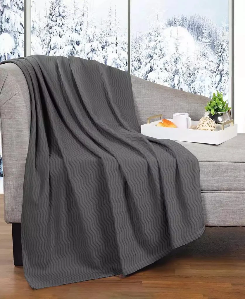 Superior Jena Cotton Textured Chevron Lightweight Woven Throw, 50" x 60" 1