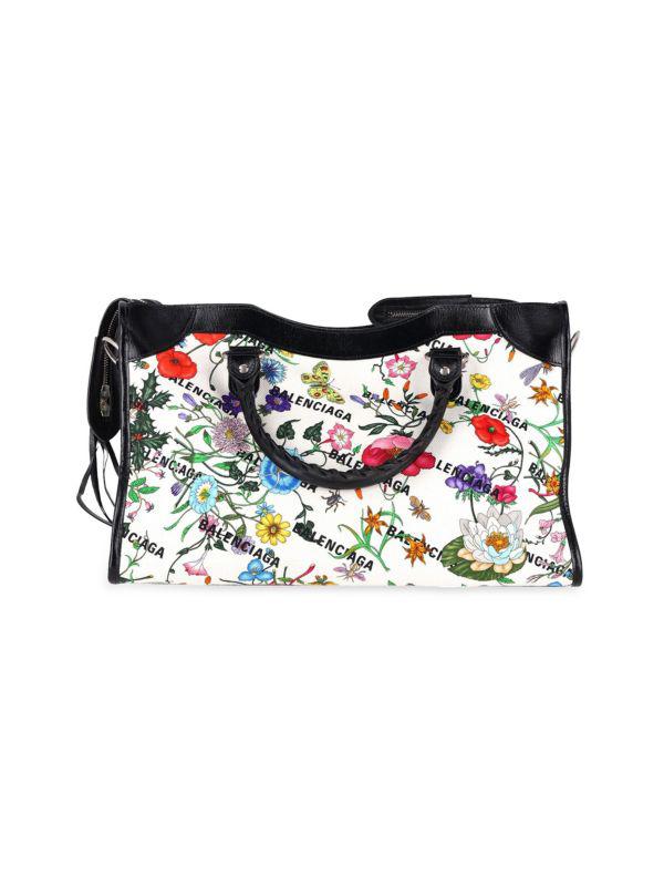 Gucci Gucci X Balenciaga The Hacker Project Floral Neo Classic Bag Medium In White Floral Canvas