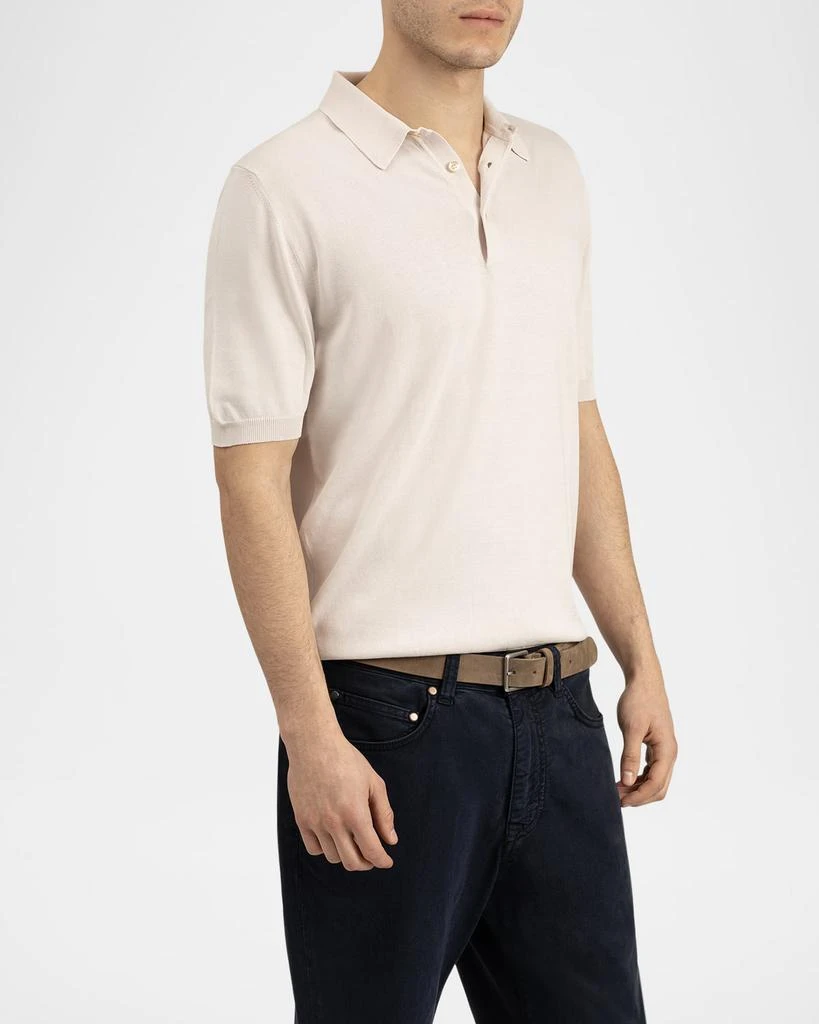 BOGLIOLI Men's Garment-Washed Cotton Polo Shirt 4