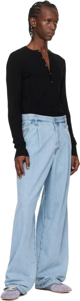 Dries Van Noten Black Rib-Knit Henley 5