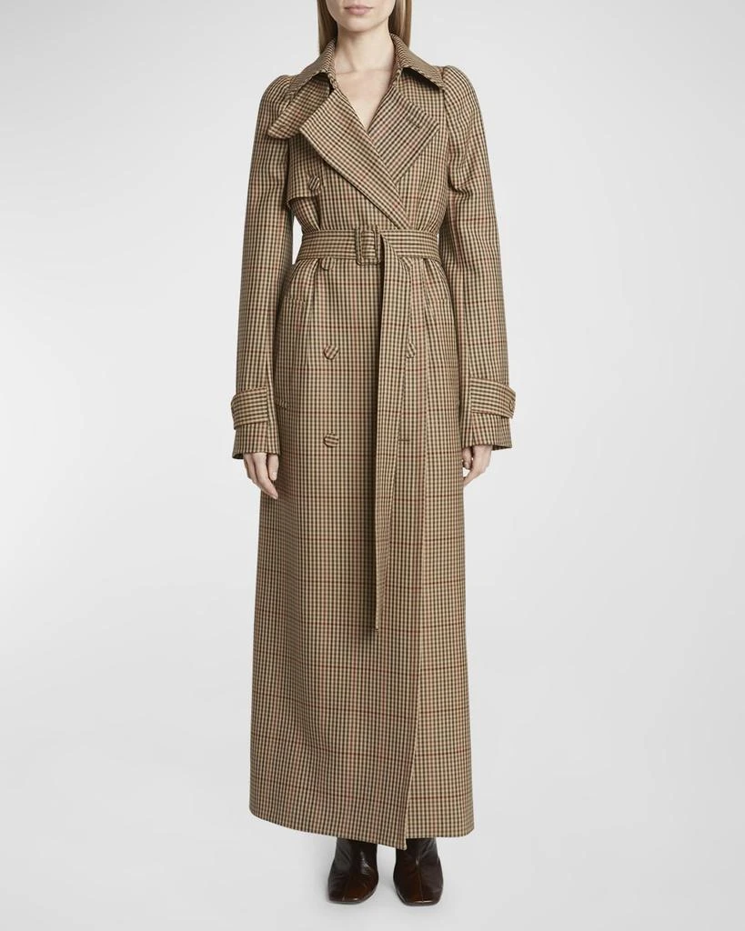 Dries Van Noten Remis Wool Check Belted Trench Coat 2