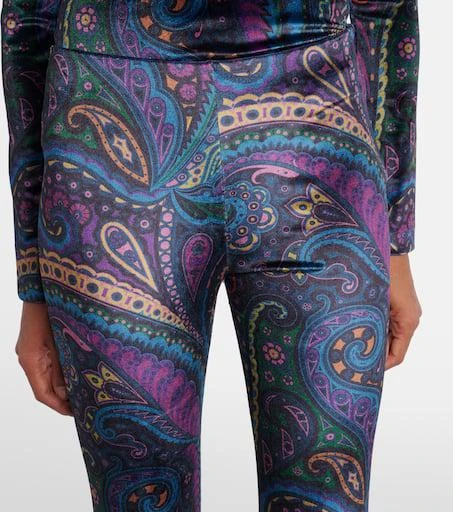 ETRO Printed high-rise velvet flared pants 4