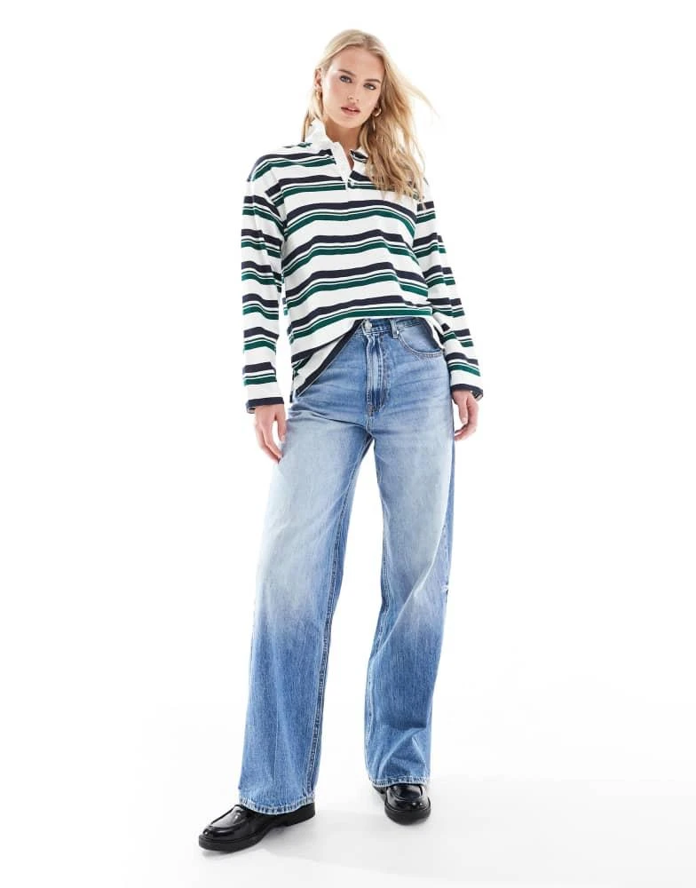Stradivarius Stradivarius Tall D88 baggy jean in dark blue wash 1