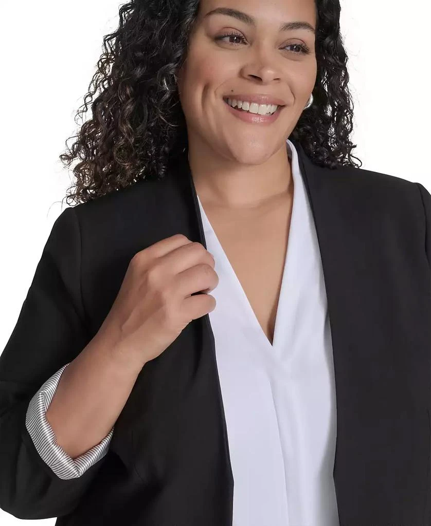 Calvin Klein Plus Size Collarless Open-Front Topper Jacket 3