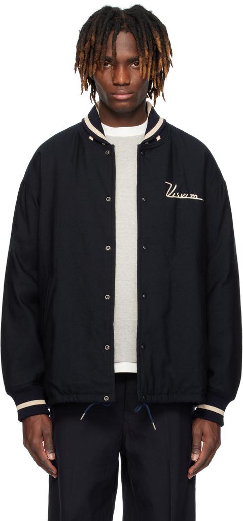 VisVim Navy Hobbs Wool Down Bomber Jacket