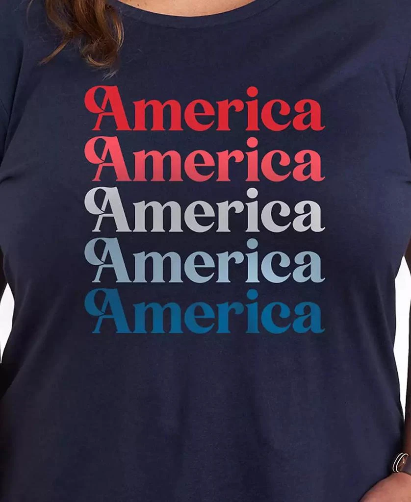 Hybrid Apparel Plus Size America Repeated Graphic Crew Neck T-Shirt 3