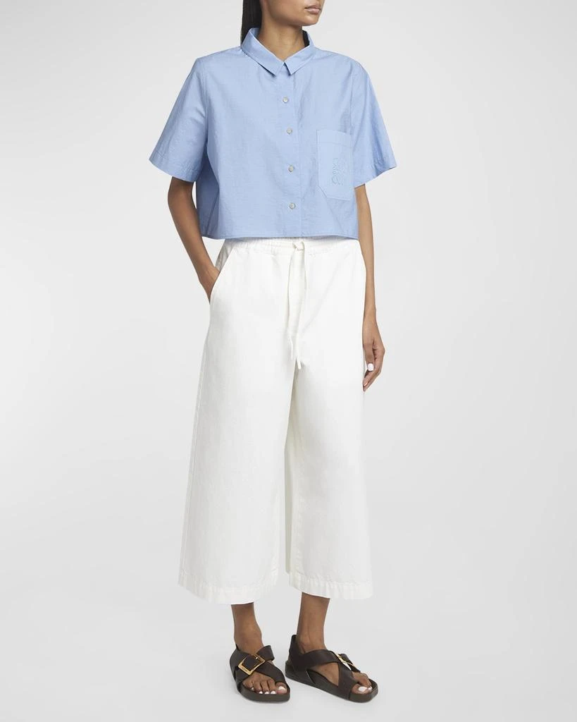 Loewe x Paula Ibiza Anagram Drawstring Wide Leg Cropped Denim Trousers 3