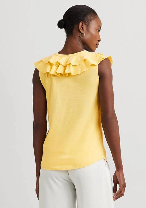 Ralph Lauren Ruffle Trim Slub Jersey Sleeveless T-Shirt 2