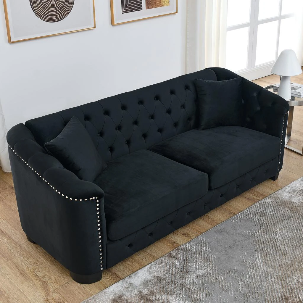 Streamdale Furniture Streamdale 3-seater + 3-seater Combination sofa.Velvet black 3
