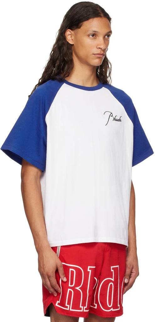 Rhude Blue & White Raglan Logo T-Shirt 2