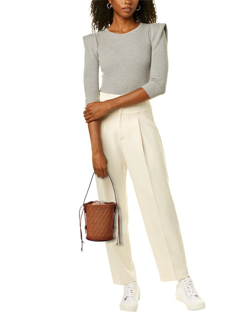 Max Mara Logo Plaque Leather-Trim Bucket Bag 6