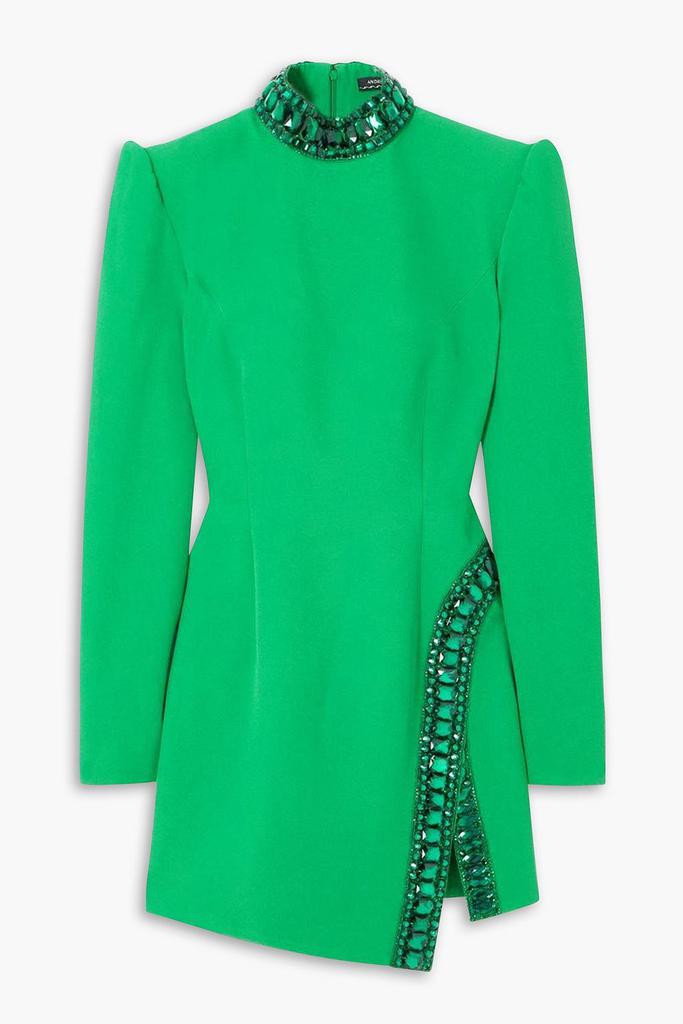 Andrew Gn Crystal-embellished crepe turtleneck mini dress