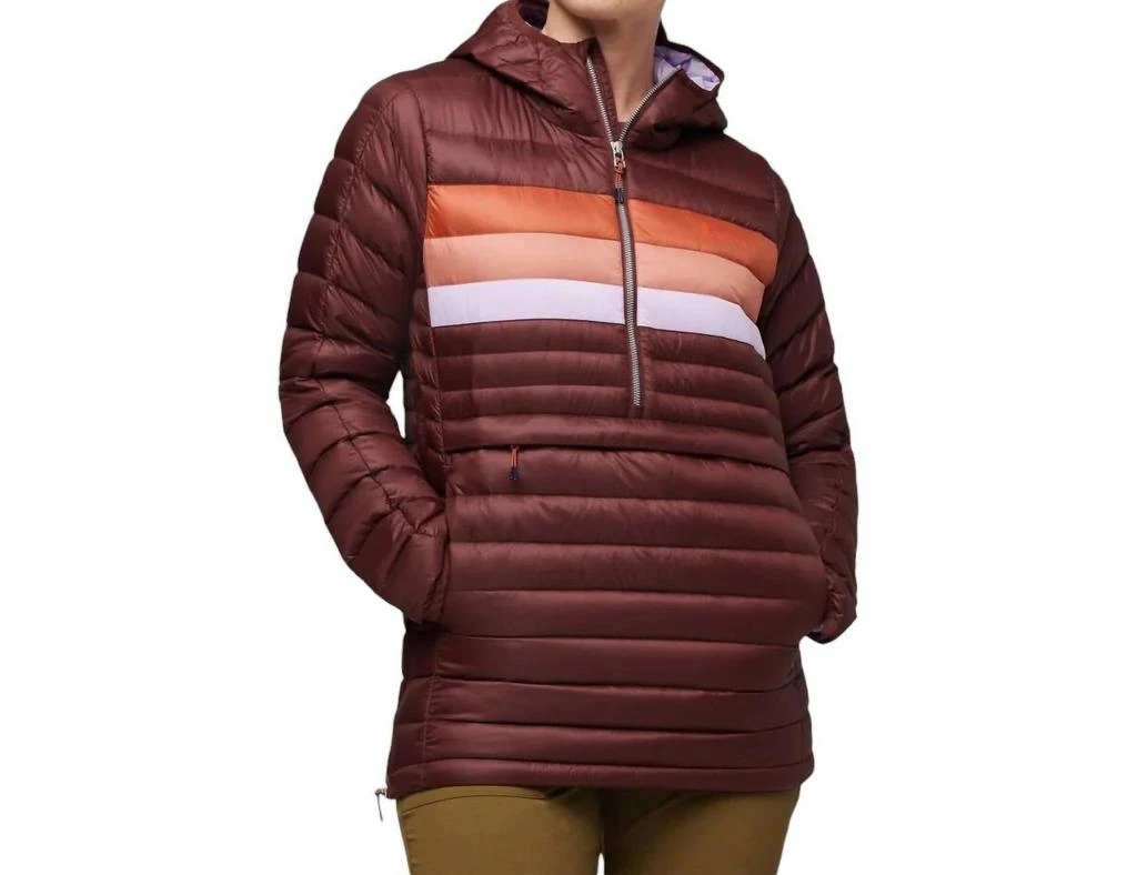 Cotopaxi Fuego Down Hooded Pullover In Chestnut Stripes 1