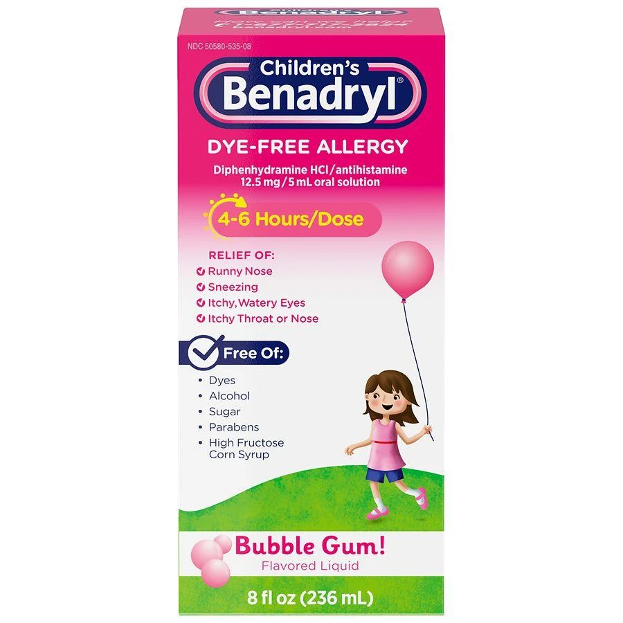 Benadryl Children
s Dye-Free Allergy Relief Liquid, Bubble Gum