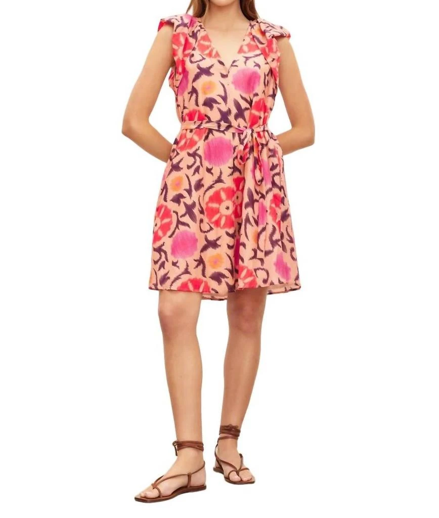 Velvet by Graham & Spencer Jenna Printed Silk Cotton Voile Dress In Cameo 1