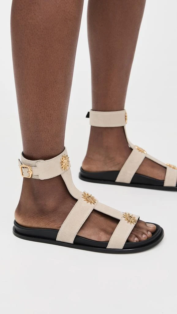 ALOHAS Clarisa Suede Cream Leather Sandals 4