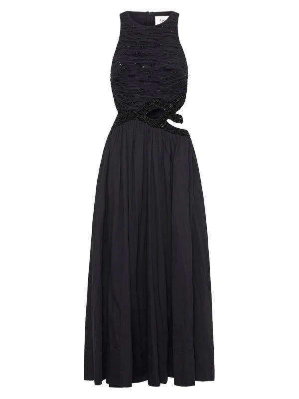 Aje New Catara Sequin Sateen Cut Out Midi Dress 5
