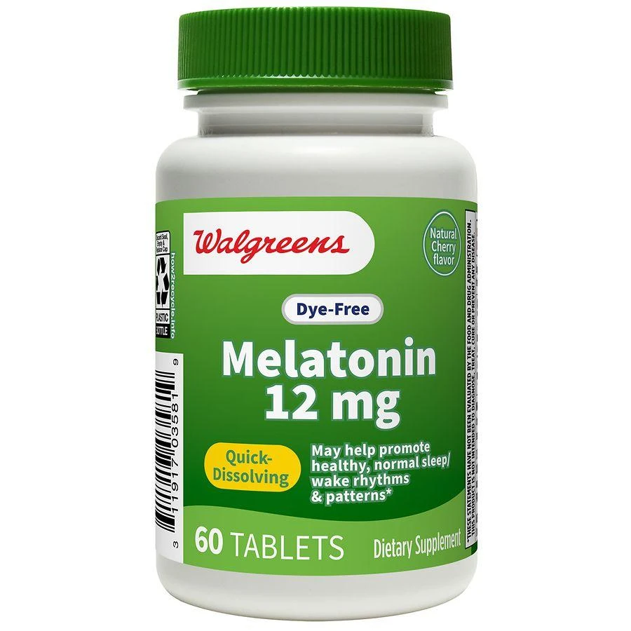 Walgreens Dye-Free Melatonin 12mg Tablets 1