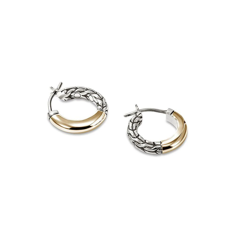John Hardy 14K Yellow Gold & Sterling Silver JH Essentials Crossover Hoop Earrings, 10mm 3
