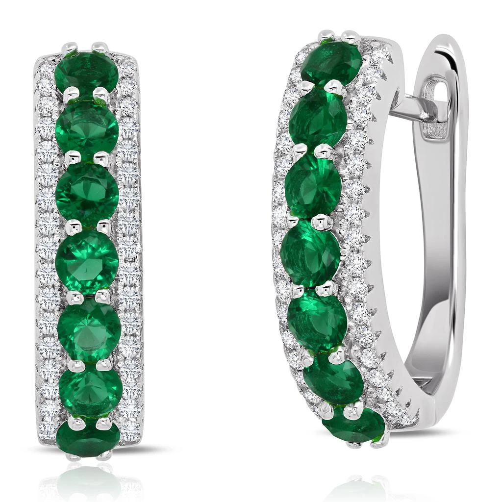 MaxColor 925 Sterling Silver Simulated Ruby Round Hoop Earrings, 0.75 inches 6