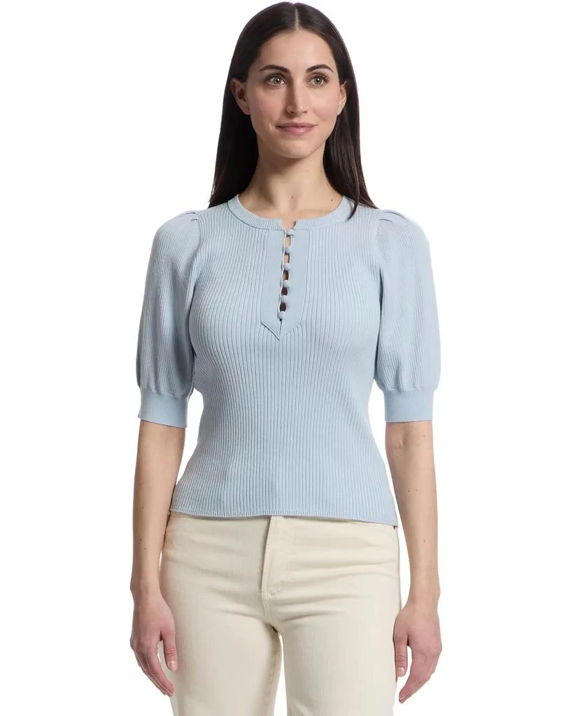 Lilla P Women's Lilla P Elbow Sleeve Henley Sweater