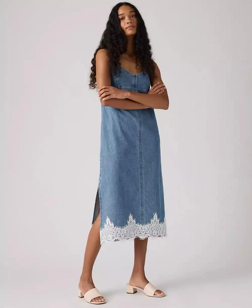 women's vianna denim button-front vest dress Levi's Womens Vianna Vest Dress Women's Dress Capturing Moments : XS