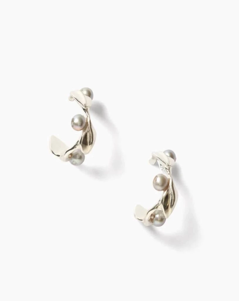 CHAN LUU Women's Olive Branch Hoop Earrings In Silver 1