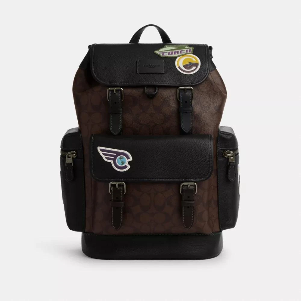 Coach Sprint Backpack In Signature Canvas With Travel Patches 1