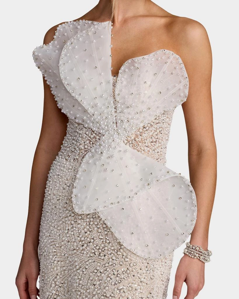 Mac Duggal Sequined Organza Strapless Bow Detail Column Gown 2