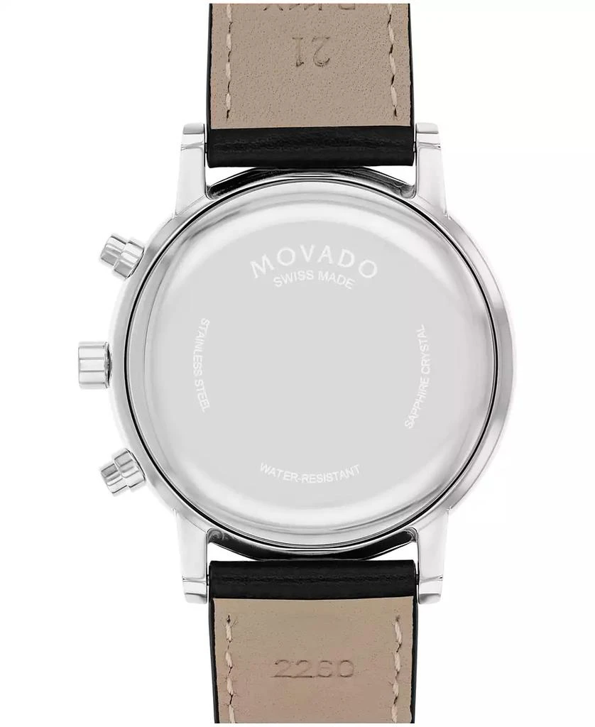 Movado Men's Museum Classic Swiss Quartz Chrono Black Leather Watch 42mm 3