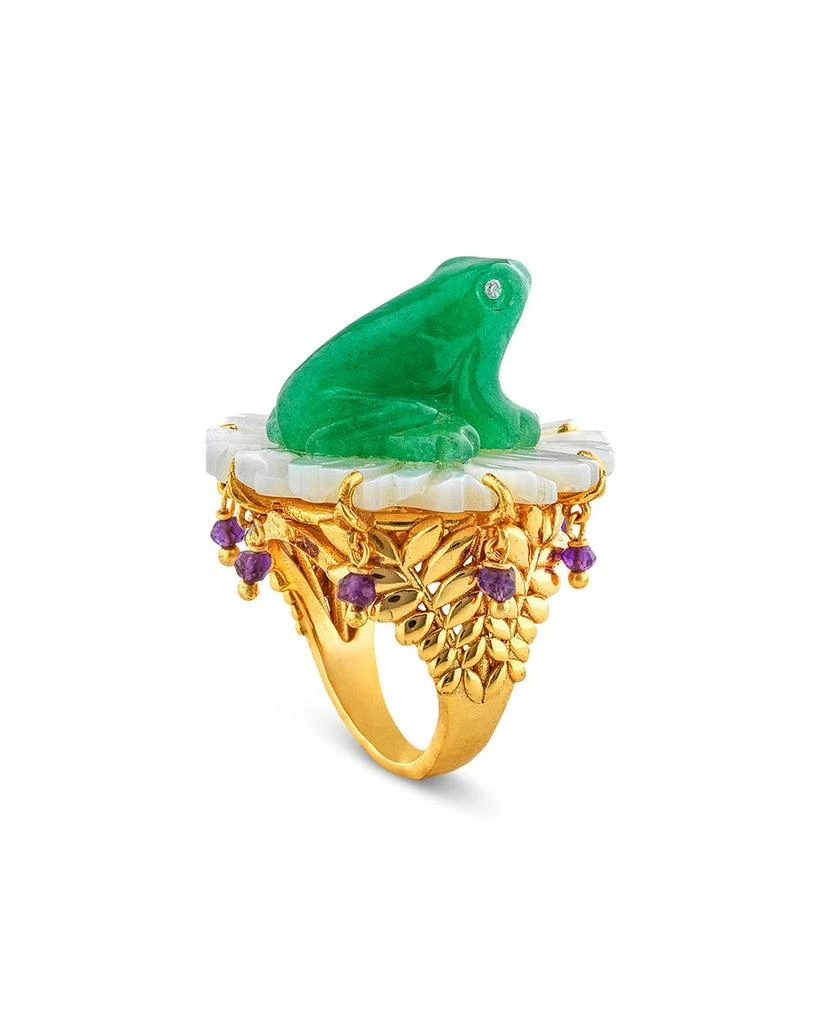 Capucine De Wulf Villandry Mixed Stone Frog On Flower Ring in 18K Gold Plated 6
