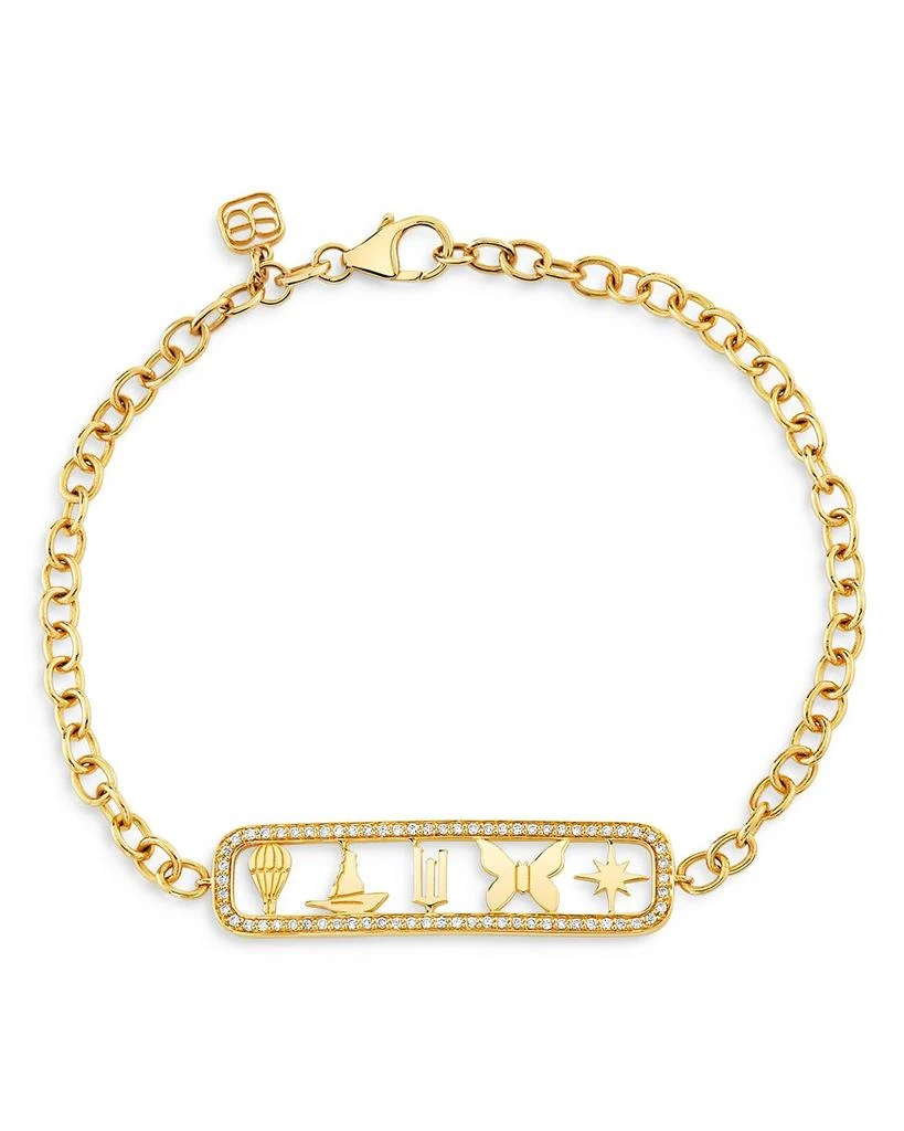 Sydney Evan 14K Yellow Gold Wicked Diamond Open Icon Link Bracelet 1