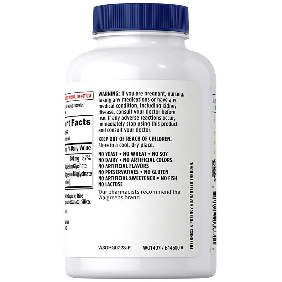 Walgreens Free & Pure High Absorption Magnesium Glycinate 1330 mg Capsules (60 days)