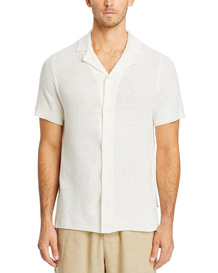 Onia Cotton Blend Textured Knit Button Down Camp Shirt 3