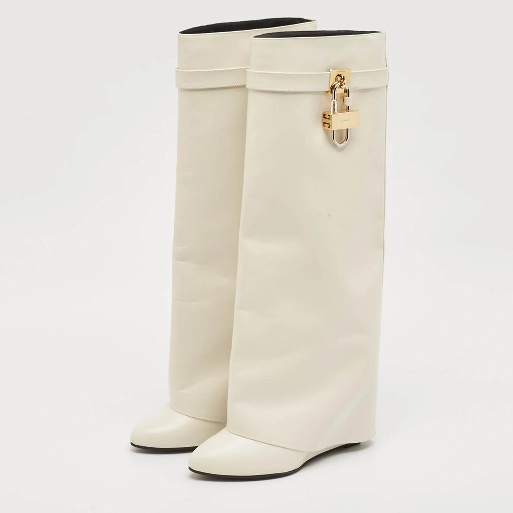 Givenchy Givenchy White Leather Shark Lock Knee Length Boots Size 39 2