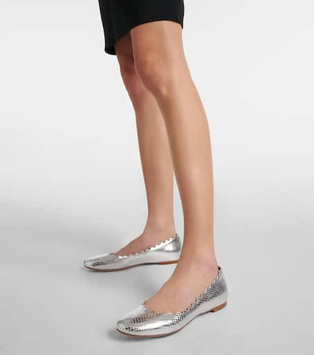 Chloé Lauren croc-effect leather ballet flats 4