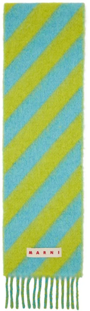Marni SSENSE Exclusive Green & Blue Scarf 1