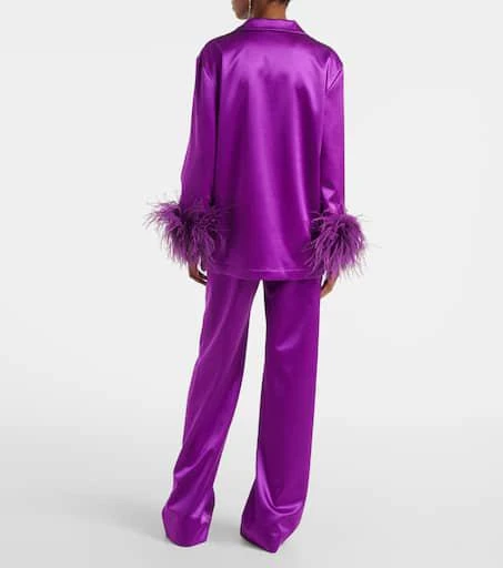 Valentino Feather-trimmed silk satin shirt 3