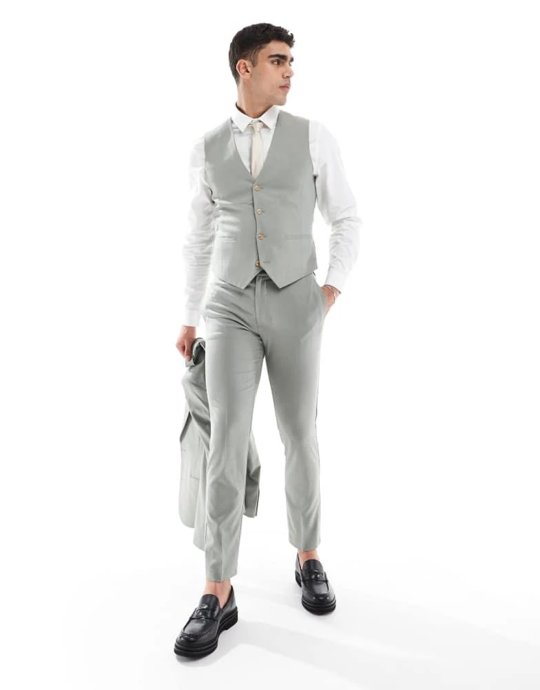 ASOS ASOS DESIGN skinny suit waistcoat in light green 2
