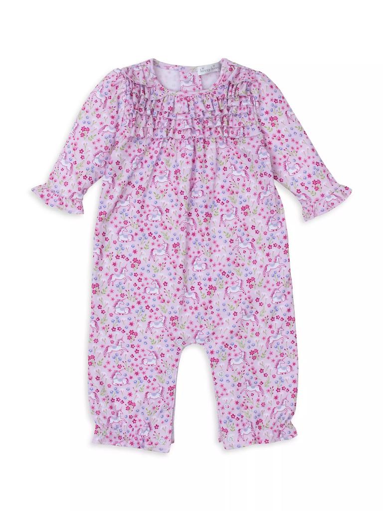 Kissy Kissy Baby Girl's Floral Unicorn Print Coveralls