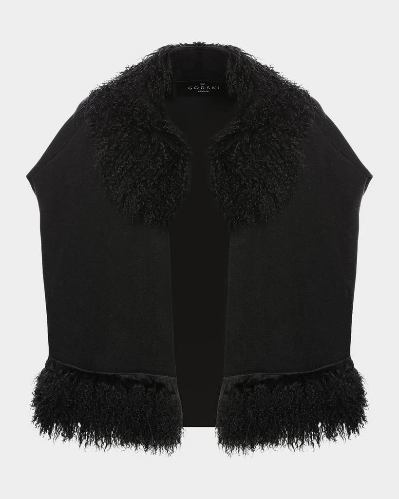 Gorski Knit Vest with Mongolian Shearling Lamb Trim 1