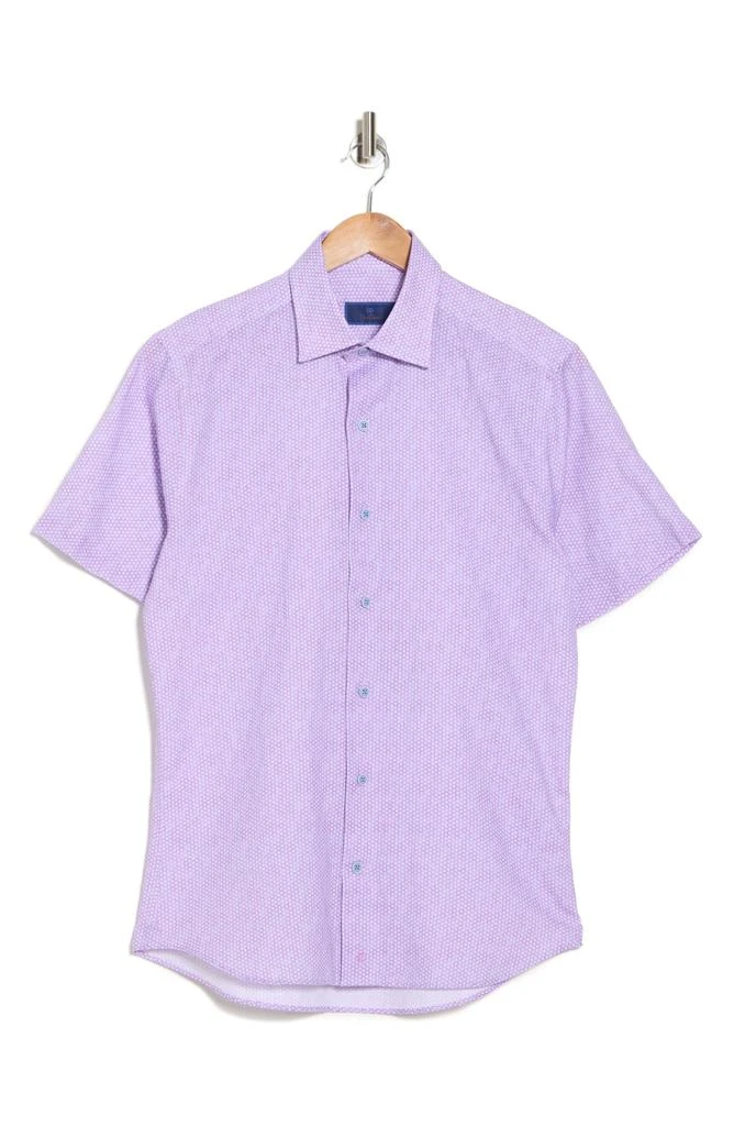 David Donahue Regular Fit Dot Print Short Sleeve Button-Up Shirt 3